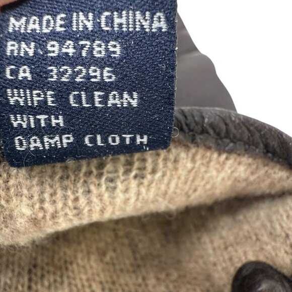 Vintage Etienne Aigner Leather Gloves Brown Medium Womens Lambswool Lined - Picture 10 of 12